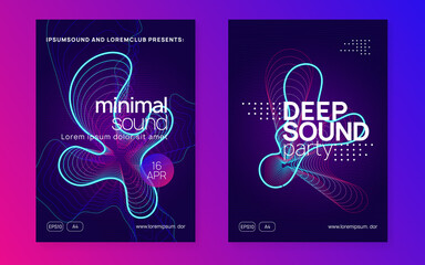 Neon club flyer. Electro dance music. Trance party dj. Electronic sound fest. Techno event poster.