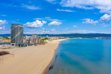 Aerial view of Sunny beach - a popular holiday resort in Bulgaria