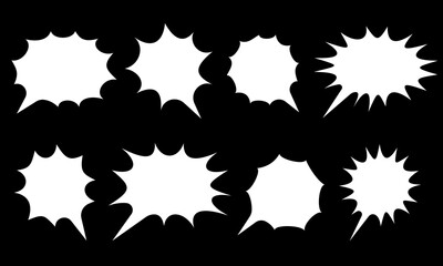 Set of speak bubble text, chatting box, message box outline cartoon vector illustration design. Balloon doodle style of thinking sign symbol.