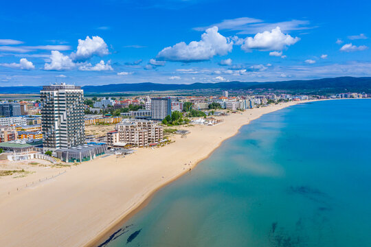 Aerial view of Sunny beach - a popular holiday resort in Bulgaria