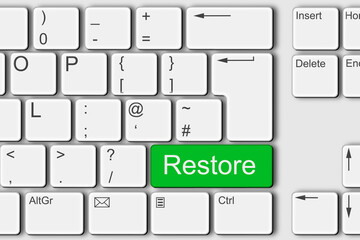 Restore concept PC computer keyboard 3d illustration