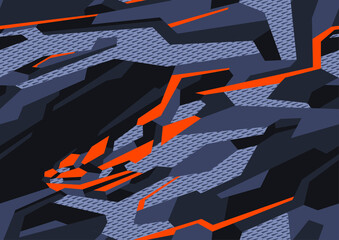 Abstract geometric seamless pattern with polygonal shapes. Modern digital camo texture ornament for racing vinyl print. Vector background. © Алексей Панков