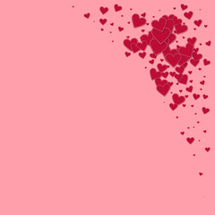 Red heart love confettis. Valentine's day corner n