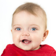 The face of a child of Caucasian nationality, joyful emotions of children.