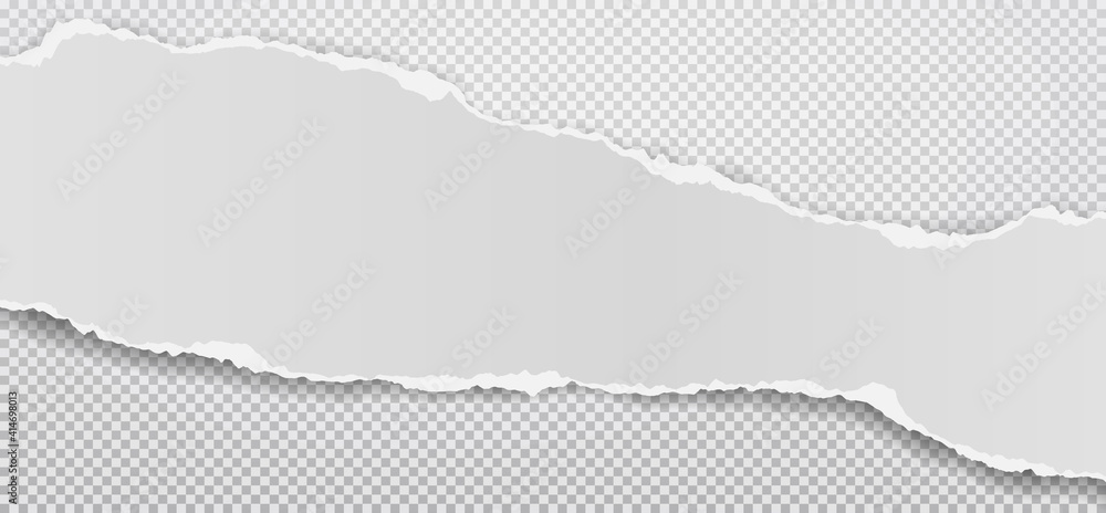 Poster piece of torn, ripped white paper with soft shadow are on squared grey background for text. vector i