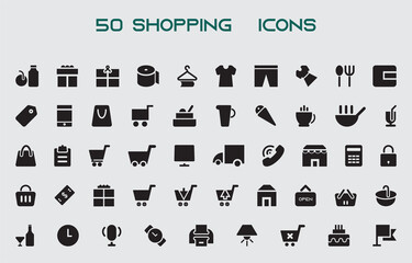 set of icons for web design, shopping, food