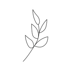 Vector hand drawn plant - leaves Black and white. Template design for sail, wedding save date, envelope, valentine, for party, holiday decor.