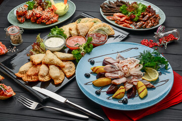 Assorted dishes and snacks on the table
