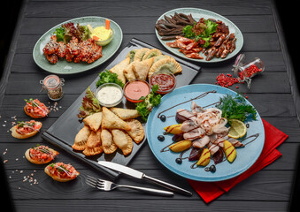 Assorted dishes and snacks on the table