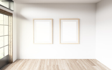 Two frames in a room. 3D rendering