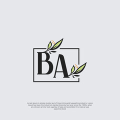 Initial letter BA beauty minimalism logo vector
