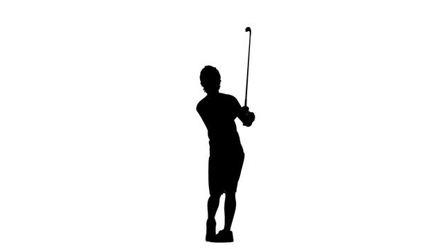 Silhouettes of golf player of white background. digital illustration	