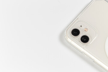white  on white background with dual camera