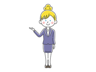 Obraz premium 案内をする白人女性社員のイラスト