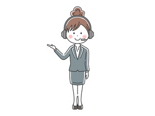 Fototapeta premium 日本人女性オペレーターのイラスト