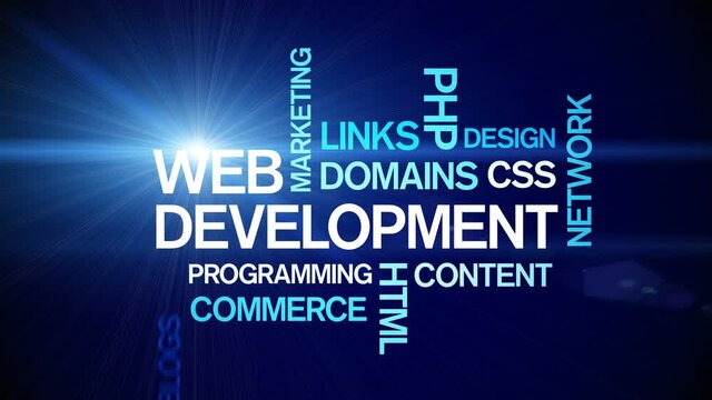 4k Web Development Animated Tag Word Cloud;Text Design Animation;Kinetic Typography.