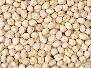 boiled chickpeas on a white background 