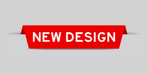 Red color inserted label with word new design on gray background