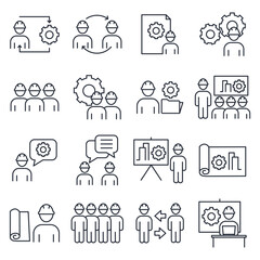 Set of Engineering People icon. People Teamwork Engineering pack symbol template for graphic and web design collection logo vector illustration