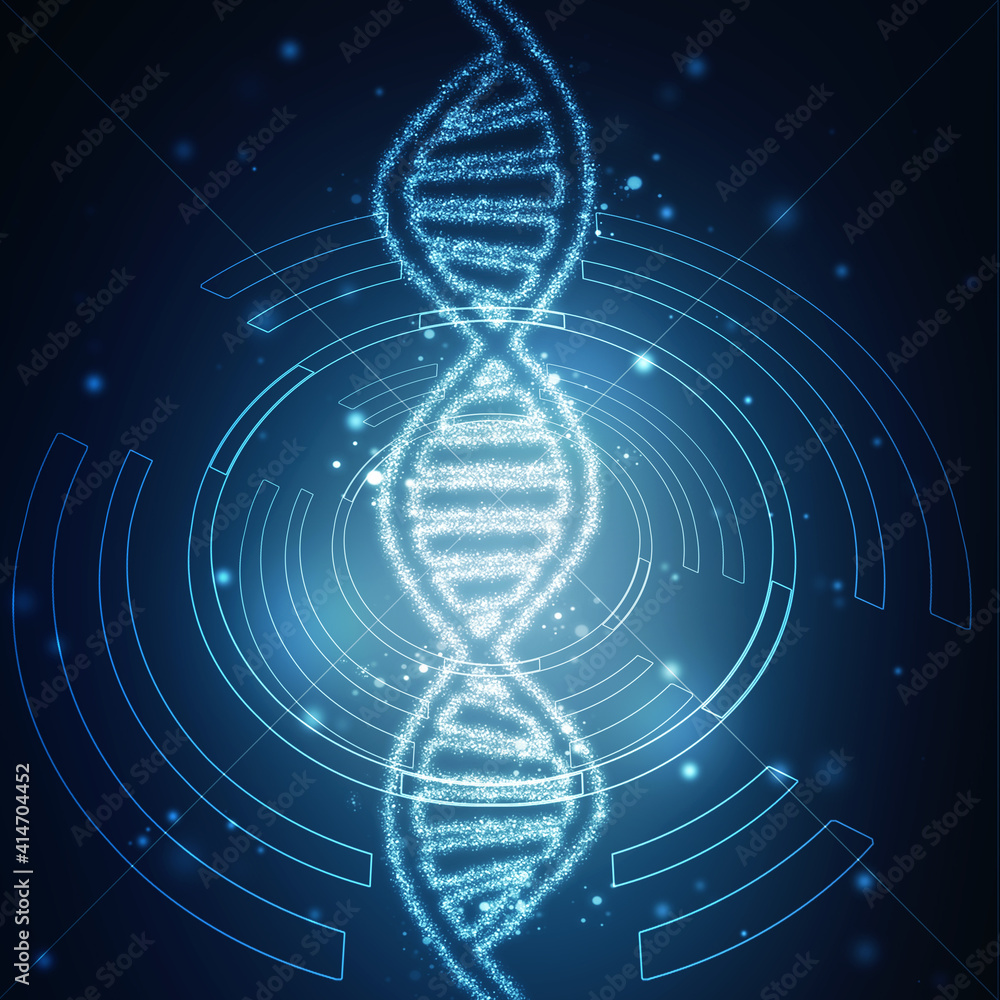 Poster 2d render of dna structure, abstract background