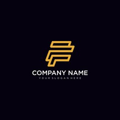 F lettering logo design. Creative minimal monochrome monogram symbol. Universal elegant vector sign design. Premium business logo type. Graphic alphabet symbol for company business identity