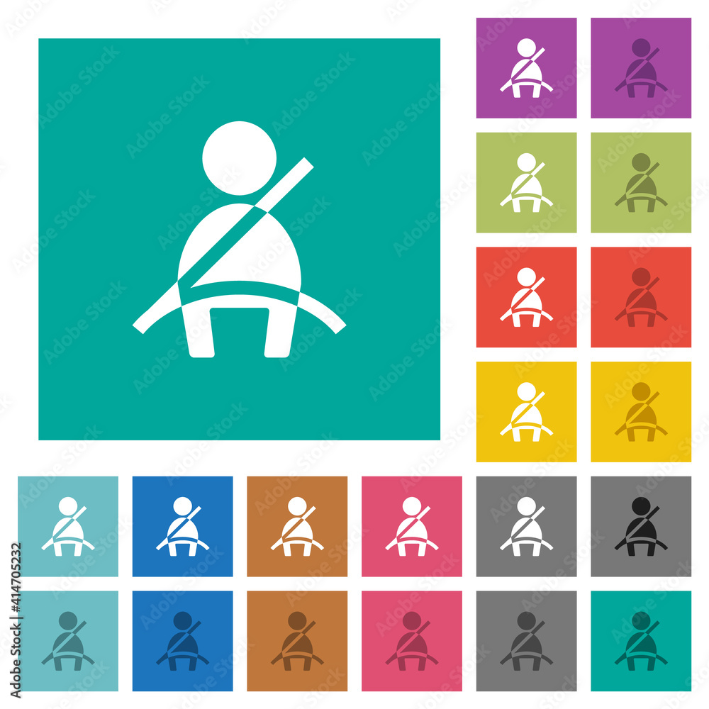 Wall mural car seat belt warning indicator square flat multi colored icons