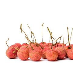 Fresh lychee (Litchi chinensis) isolated on white background