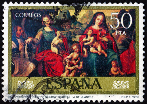 Postage stamp Spain 1979 Adoration of the Mystic Lamb, painting