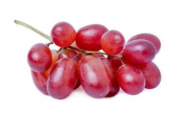 Pink bunch with leaves isolated on white background.