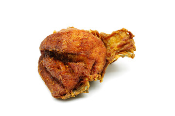 Fried chicken isolated on white background. Thai style Sticky rice with fried chicken.