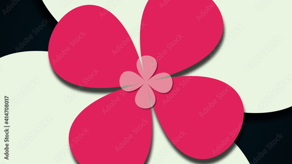 Poster computer generated web modern background. big and small colorful flowers. 3d rendering of floral orn