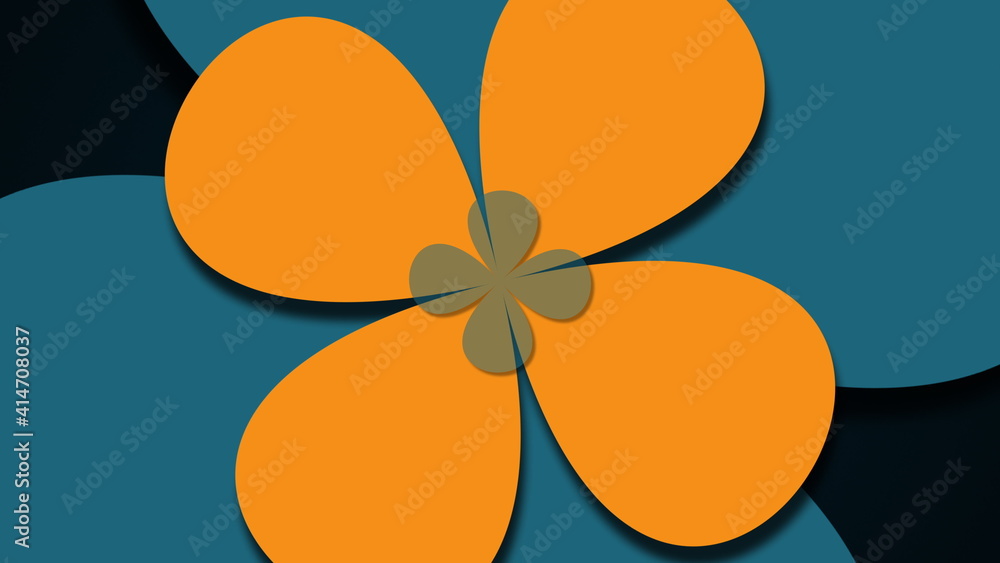 Poster computer generated web modern background. big and small colorful flowers. 3d rendering of floral orn