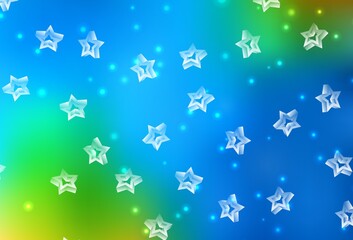 Light Blue, Green vector texture with beautiful stars.