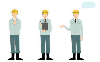 工事現場の監督のポーズセット、男性