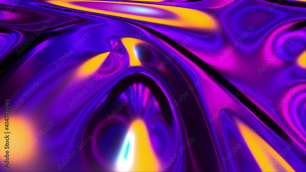 Fototapete computer generated realistic background of weaving iridescent fabric, 3d rendering background