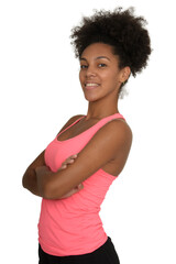 Fototapeta na wymiar young metis woman training gymnastic rhythmic