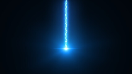 Laser beam falls from top to bottom, 3d rendering backdrop. Computer generated an electric discharge