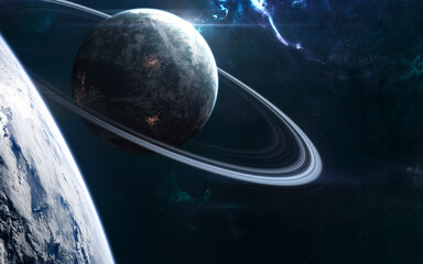 Planets in deep space. Beautiful space landscape. Science fiction. Elements of this image furnished...