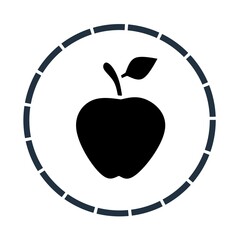 Apple fruit glyph icon style. Fruit solid icon. Apple fruit vector illustration isolated on the incomplete circle line