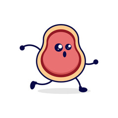 Meat run cute character illustration