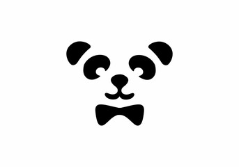 Simple black panda head illustration