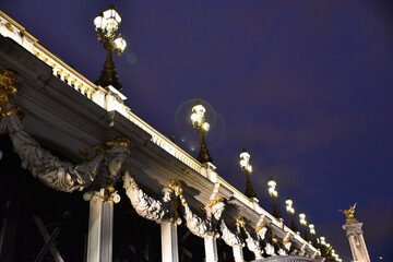Fototapeta na wymiar Pont Alexandre III la nuit à Paris, France