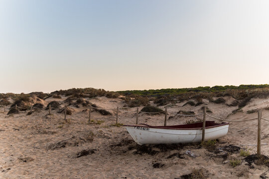 Abandoned ship at guardamar del segura beach