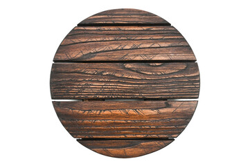 Wooden round tray on isolated white background