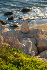 stones at sunset on the beach
