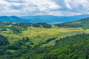 Aerial view of landscape near Velingrad, Bulgaria