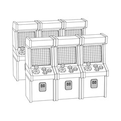 Arcade retro game machine. Wireframe low poly mesh vector illustration.
