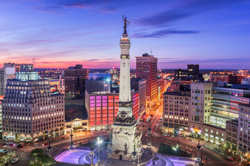 Indianapolis, Indiana, USA skyline over Monument Circle