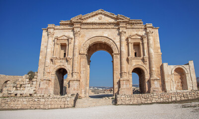 Fototapeta na wymiar Jerash Jerash today is home to one of the best preserved Greco-Roman cities, which earned it the nickname of 