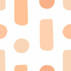 Simple seamless pattern with repeated circles and rectangles drawn by hand. Abstract vector illustration.